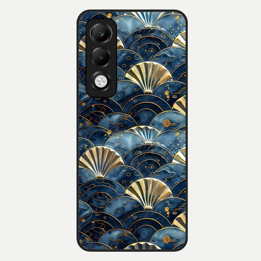  Golden Wave Luxe Glass Case For Oppo K13x 5G back cover – full design glossy printed glass finish