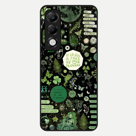  Green Mandala Pattern Glass Case For Oppo K13x 5G back cover – full design glossy printed glass finish