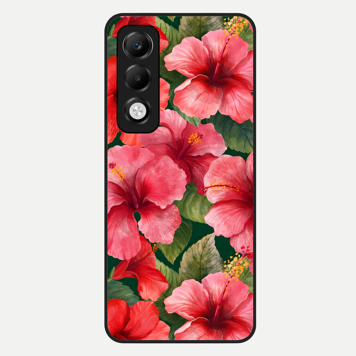 Hibiscus Pattern Glass Case For Oppo K13x 5G back cover – full design glossy printed glass finish
