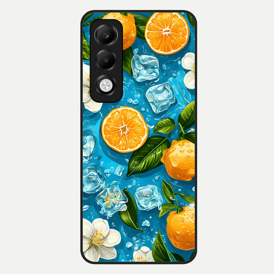  Ice Cube With Orange Glass Case For Oppo K13x 5G back cover – full design glossy printed glass finish