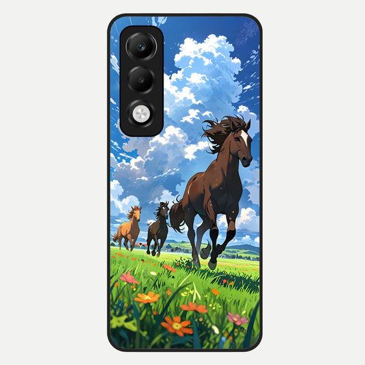  Majestic Horses Galloping Glass Case For Oppo K13x 5G back cover – full design glossy printed glass finish