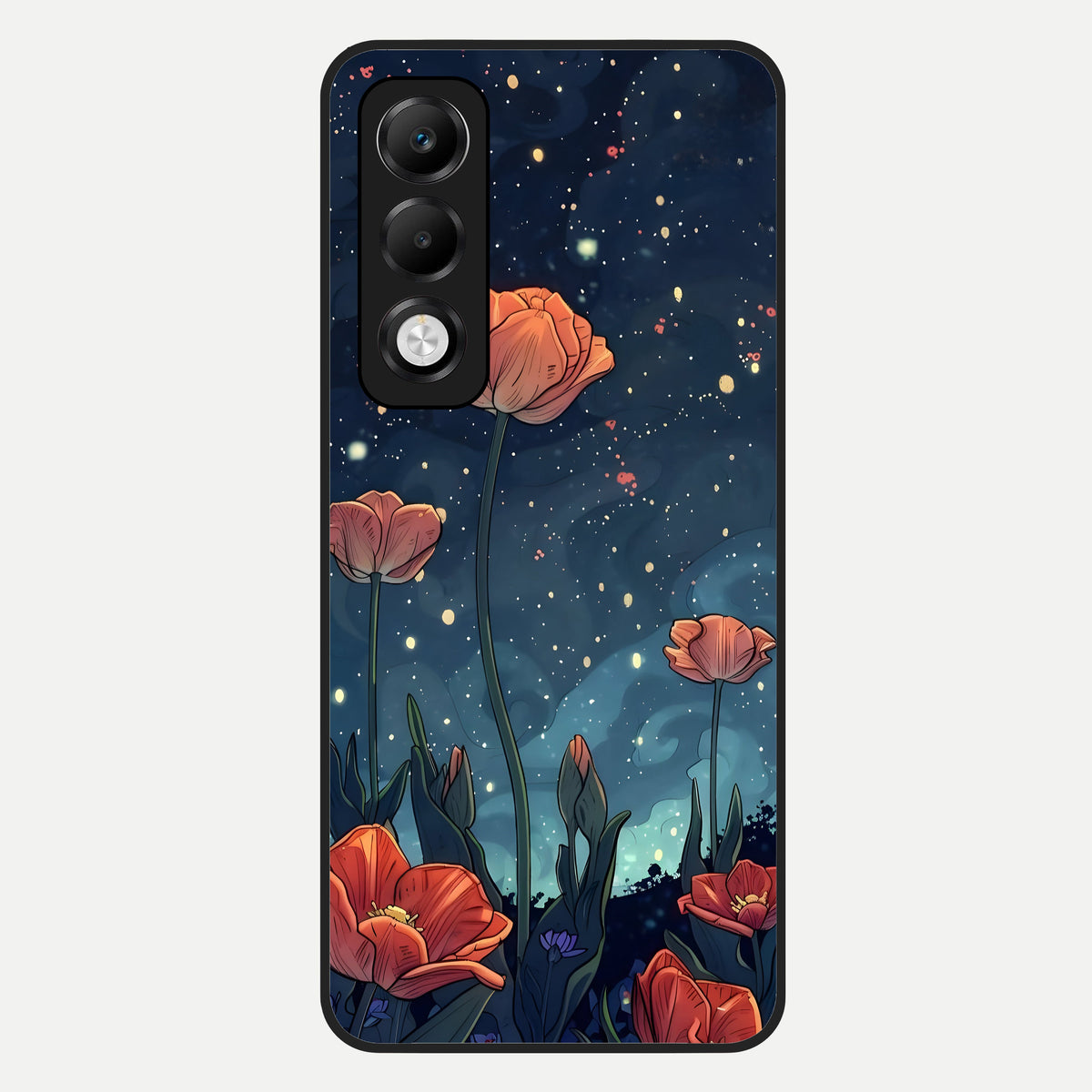  Midnight Tulip Glow Glass Case For Oppo K13x 5G back cover – full design glossy printed glass finish