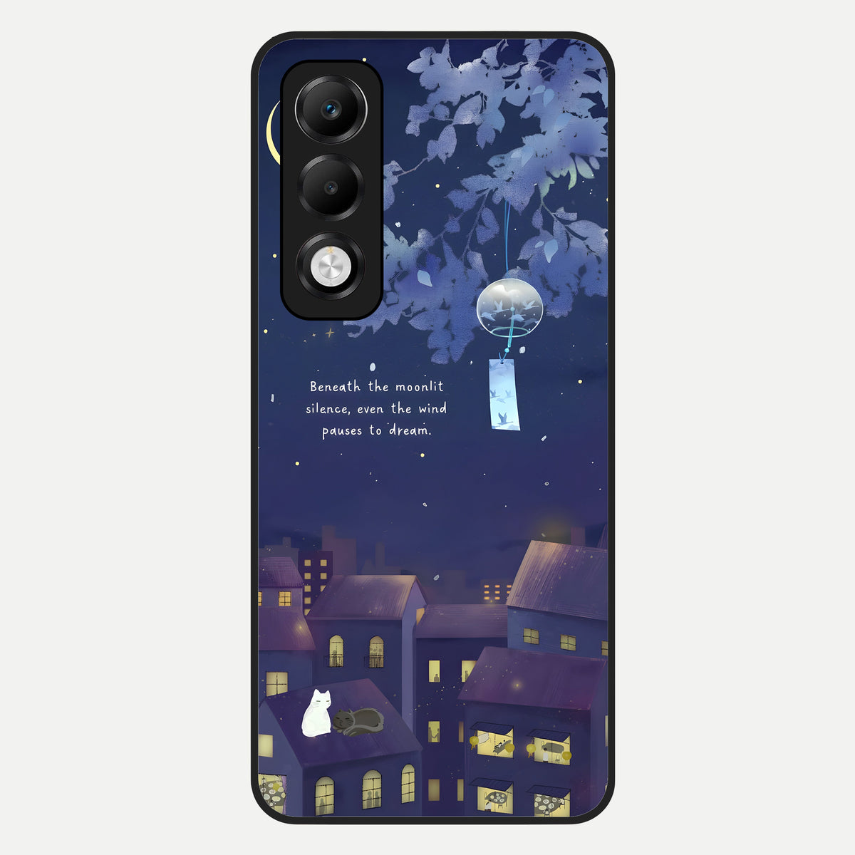  Moonlit Cat Silence Glass Case For Oppo K13x 5G back cover – full design glossy printed glass finish