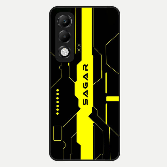  Neon CYBERPUNK Custom Name Glass Case For Oppo K13x 5G back cover – full design glossy printed glass finish