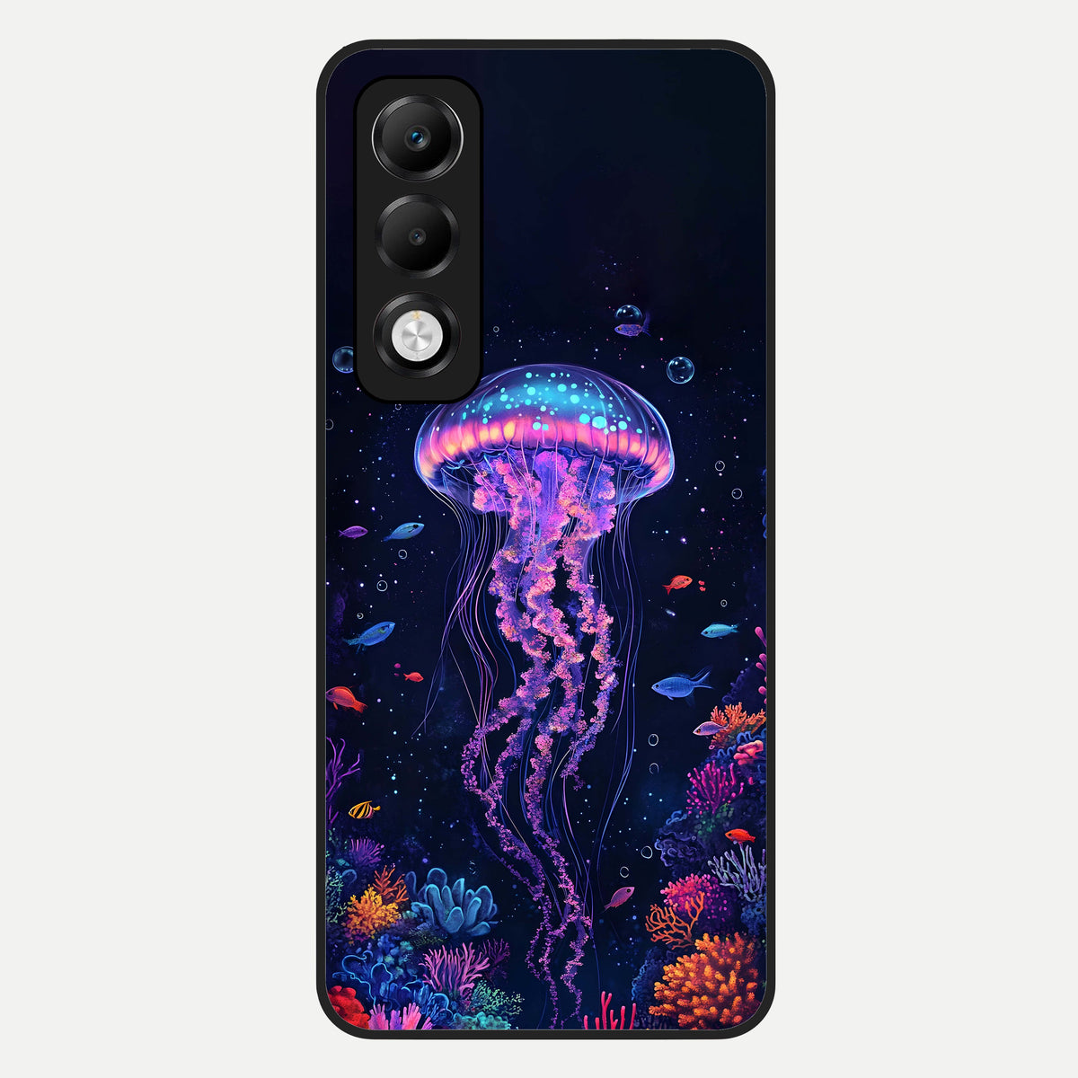  Neon Jellyfish Glass Case For Oppo K13x 5G back cover – full design glossy printed glass finish