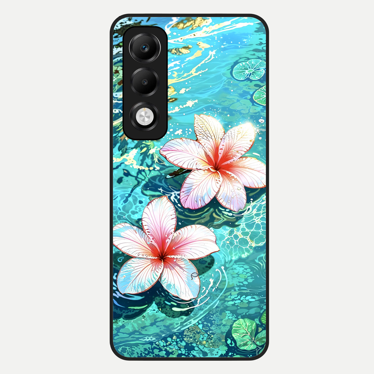  Pink Flowers in Water Glass Case For Oppo K13x 5G back cover – full design glossy printed glass finish