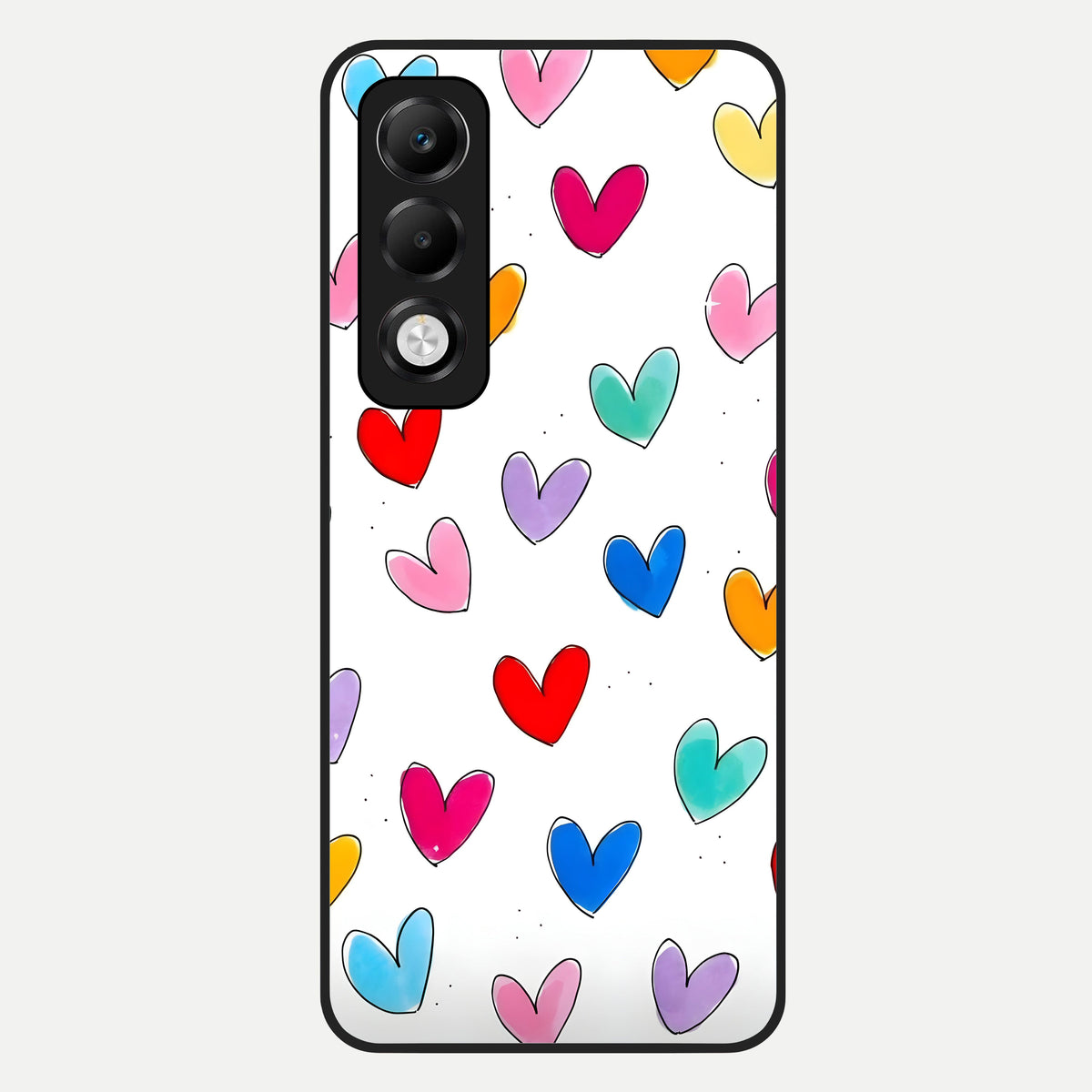  Playful Love Doodles Glass Case For Oppo K13x 5G back cover – full design glossy printed glass finish