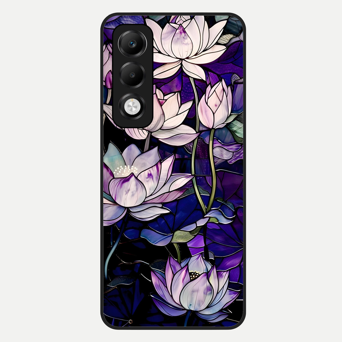  Purple Lotus Pattern Glass Case For Oppo K13x 5G back cover – full design glossy printed glass finish
