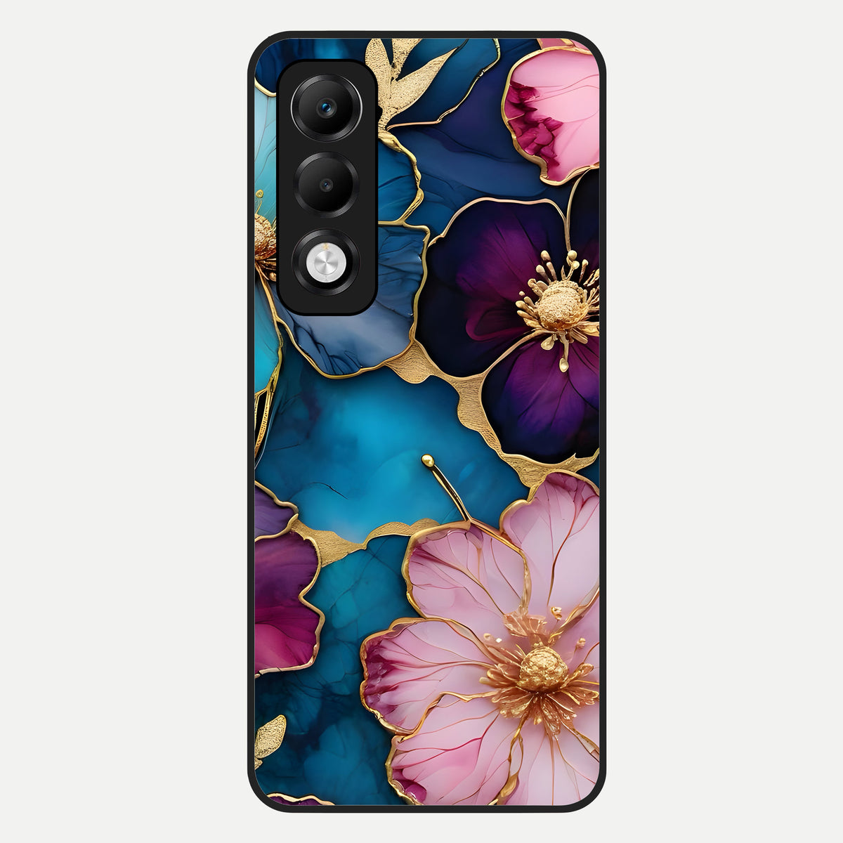  Sparkle Floral Glass Case For Oppo K13x 5G back cover – full design glossy printed glass finish