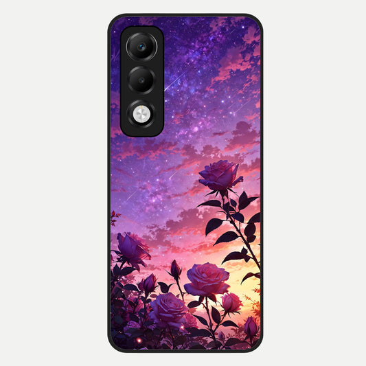  Starlit Rose Twilight Glass Case For Oppo K13x 5G back cover – full design glossy printed glass finish