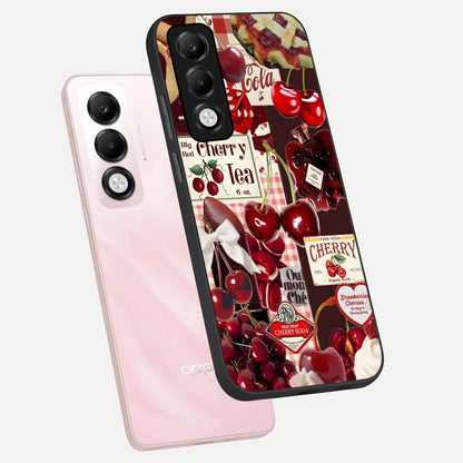  Aesthetic Cherry Tea phone case For Oppo K13x 5G showing premium glass back cover with detailed artwork