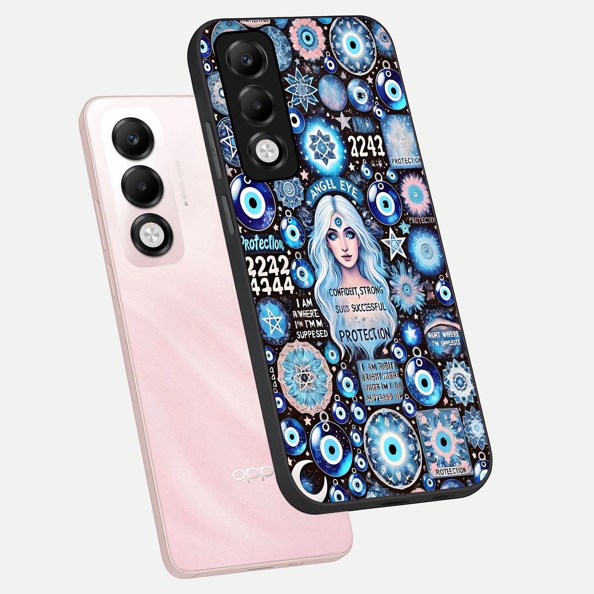  Angel Aura Shield phone case For Oppo K13x 5G showing premium glass back cover with detailed artwork