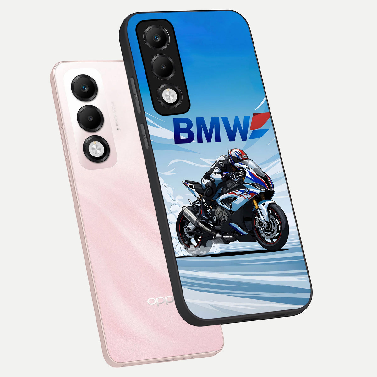 BMW Power Drift phone case For Oppo K13x 5G showing premium glass back cover with detailed artwork