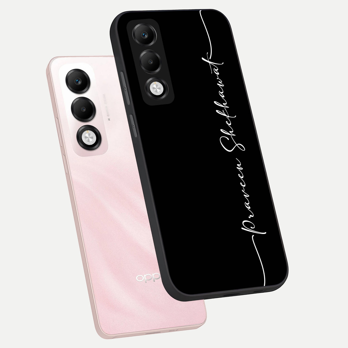  Black Tune Custom Name phone case For Oppo K13x 5G showing premium glass back cover with detailed artwork