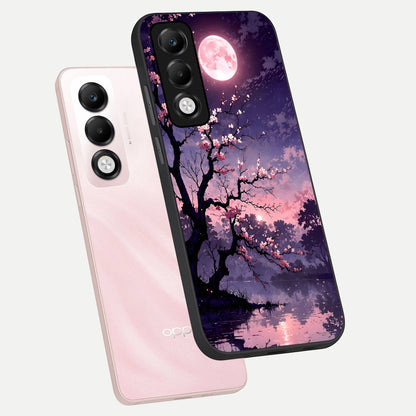  Blossom Pink Moon phone case For Oppo K13x 5G showing premium glass back cover with detailed artwork