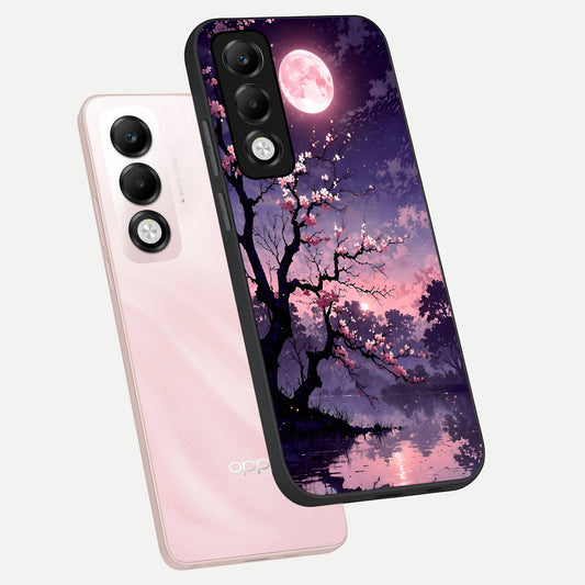  Blossom Pink Moon phone case For Oppo K13x 5G showing premium glass back cover with detailed artwork