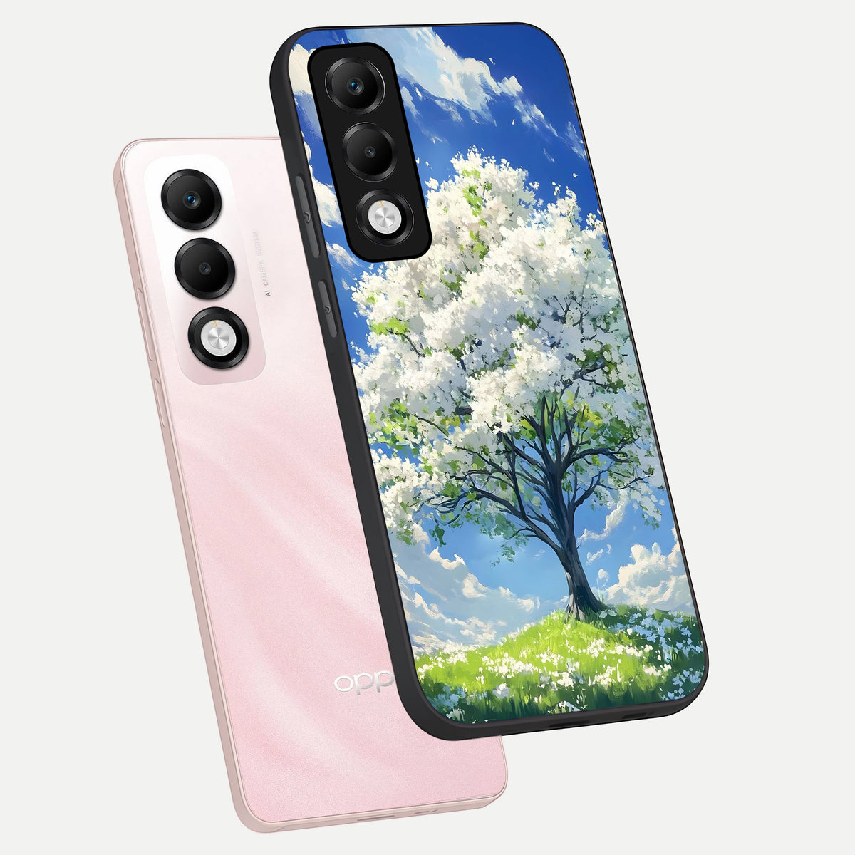  Blossom Sky Serenity phone case For Oppo K13x 5G showing premium glass back cover with detailed artwork