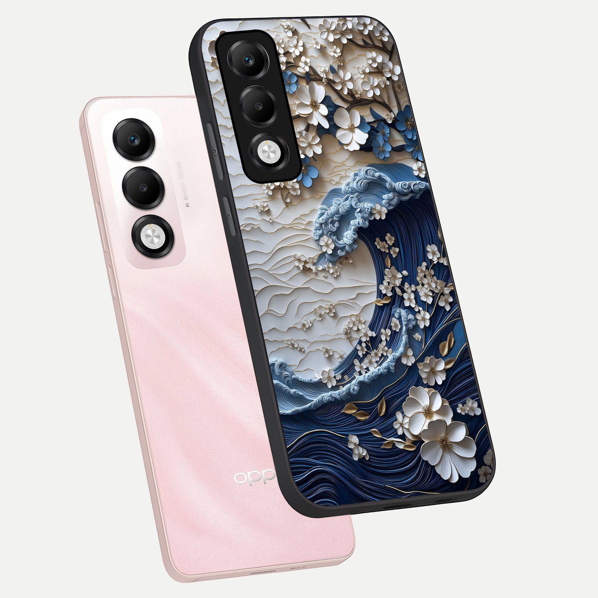  Blossom Wave Art phone case For Oppo K13x 5G showing premium glass back cover with detailed artwork