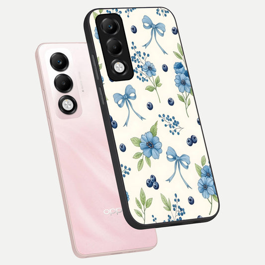  Blue Flower And Bow phone case For Oppo K13x 5G showing premium glass back cover with detailed artwork