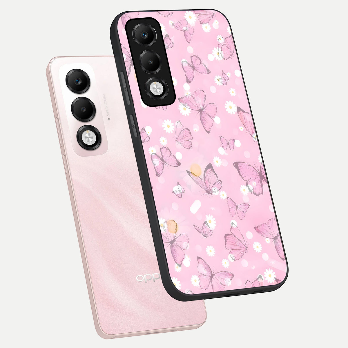  Blush Butterfly Garden phone case For Oppo K13x 5G showing premium glass back cover with detailed artwork