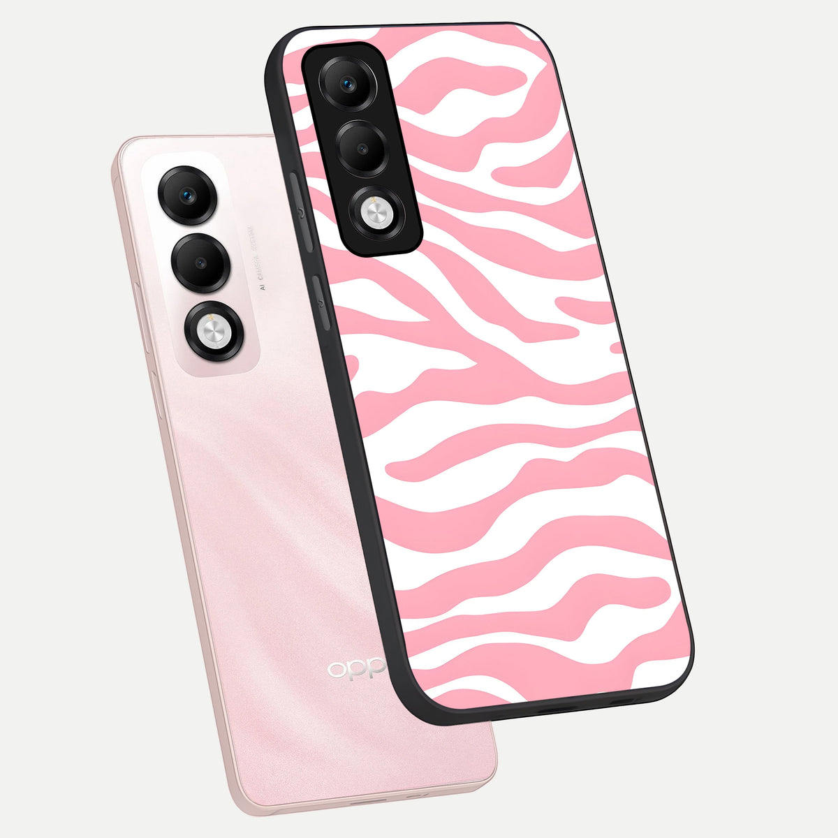  Blush Zebra Flow phone case For Oppo K13x 5G showing premium glass back cover with detailed artwork