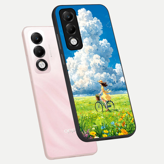  Breezy Meadow Ride phone case For Oppo K13x 5G showing premium glass back cover with detailed artwork