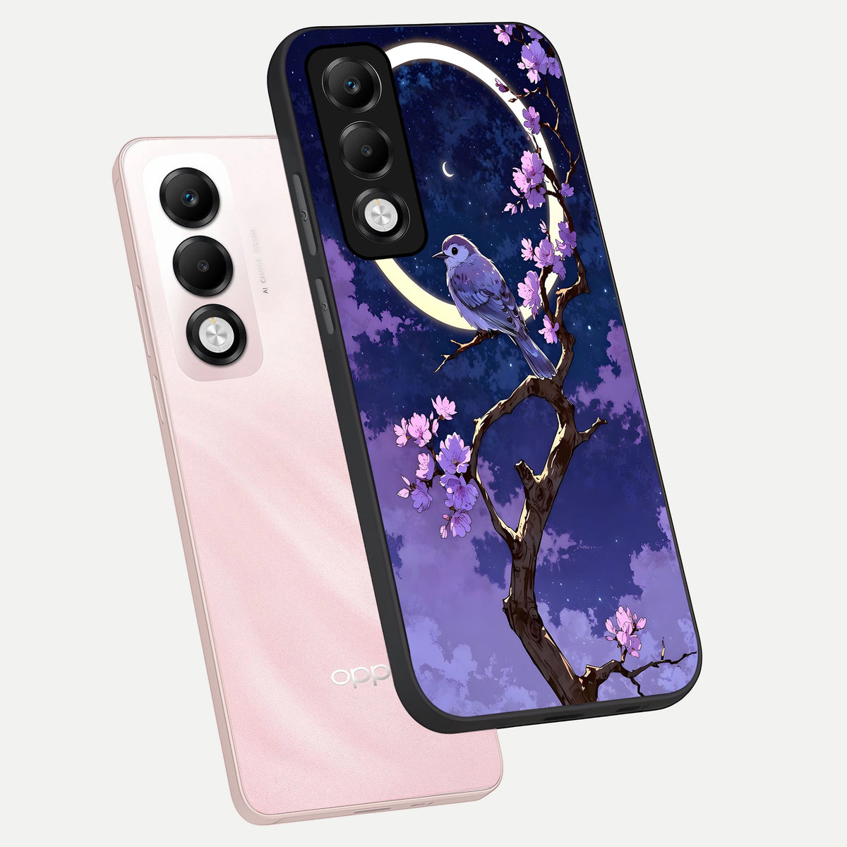  Celestial Bird Blossom phone case For Oppo K13x 5G showing premium glass back cover with detailed artwork