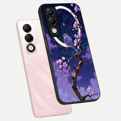  Celestial Bird Blossom phone case For Oppo K13x 5G showing premium glass back cover with detailed artwork