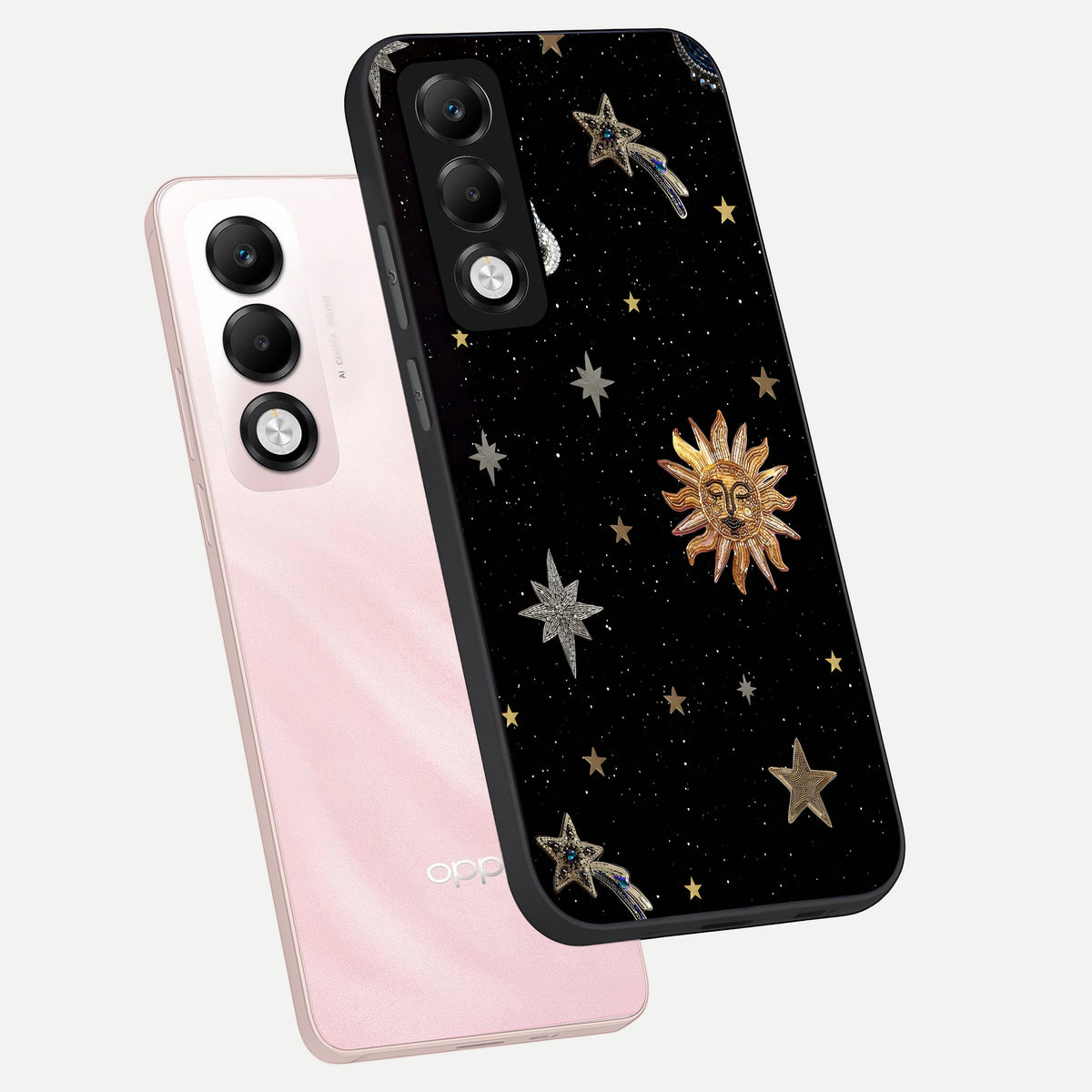  Celestial Moon With Stars phone case For Oppo K13x 5G showing premium glass back cover with detailed artwork