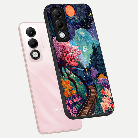  Celestial Train Journey phone case For Oppo K13x 5G showing premium glass back cover with detailed artwork