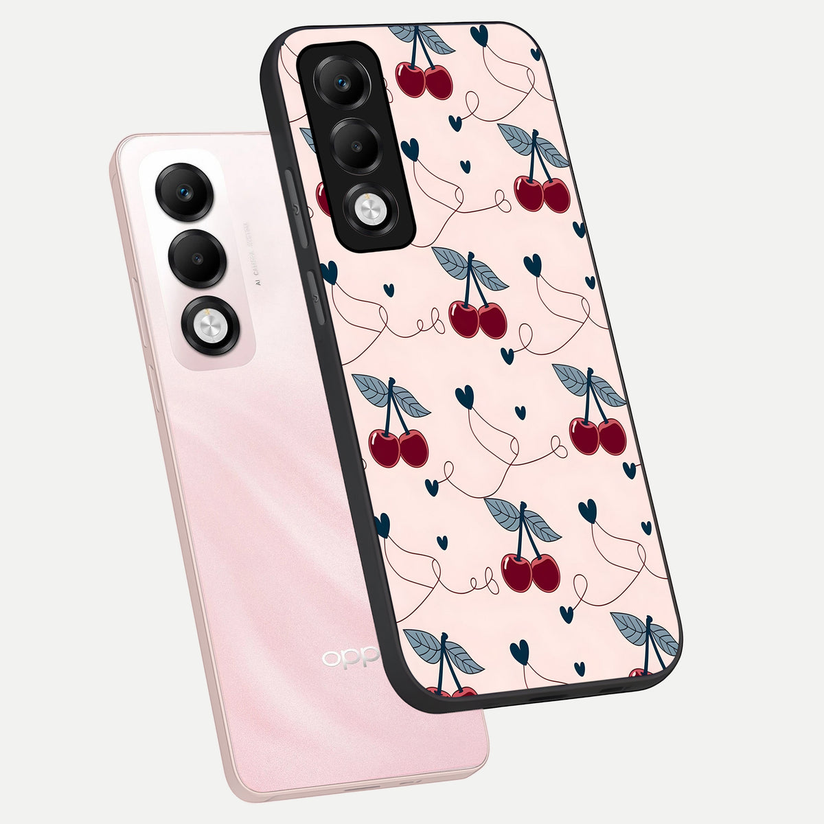  Cherry Heart Line phone case For Oppo K13x 5G showing premium glass back cover with detailed artwork