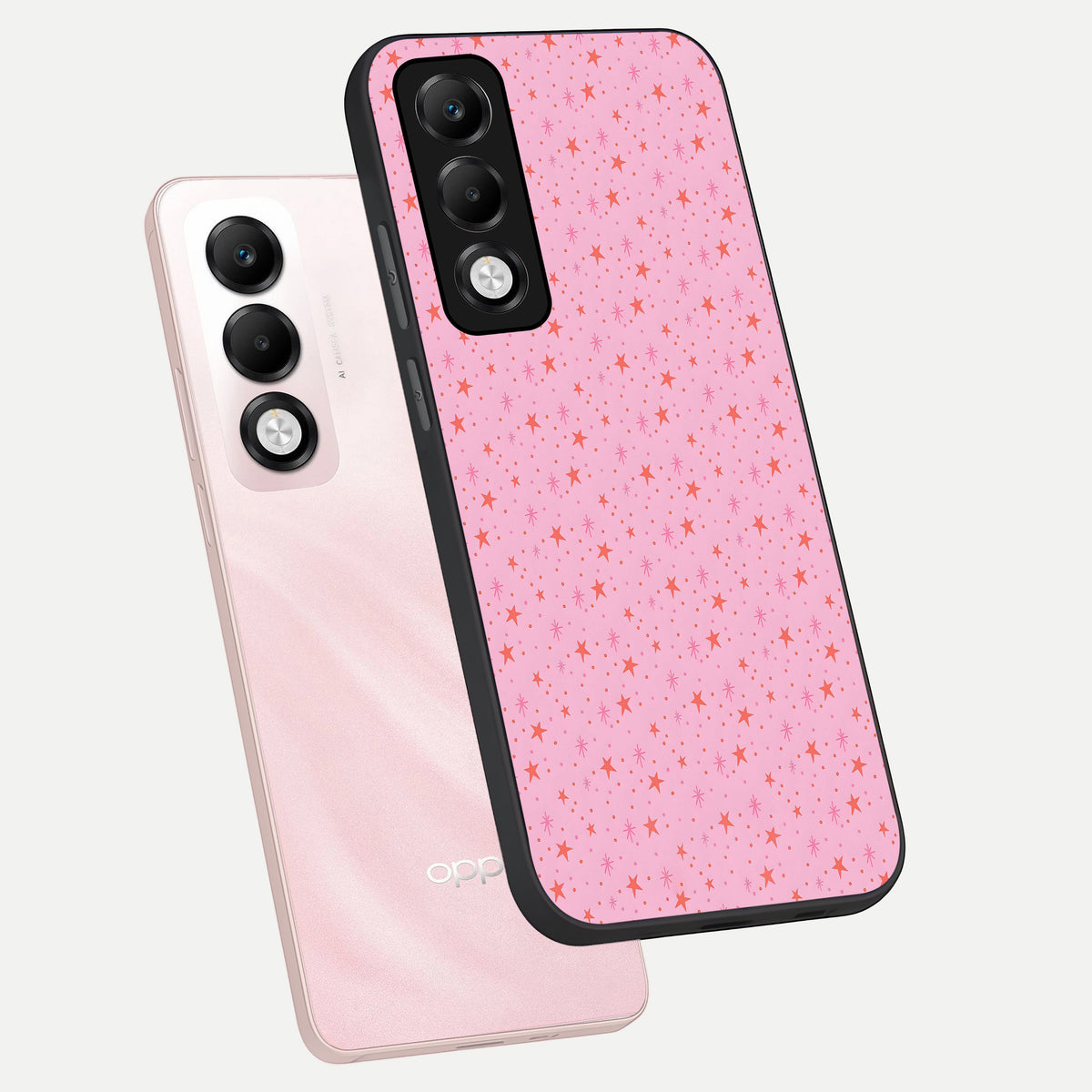  Cosmic Pink Sparkle phone case For Oppo K13x 5G showing premium glass back cover with detailed artwork