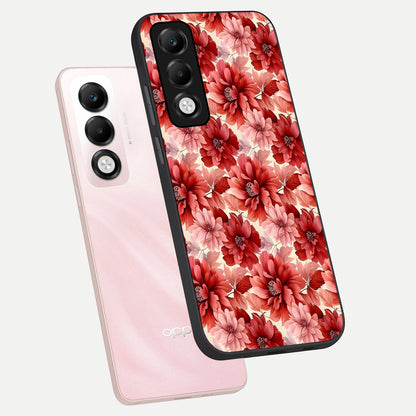  Crimson Love Petals phone case For Oppo K13x 5G showing premium glass back cover with detailed artwork