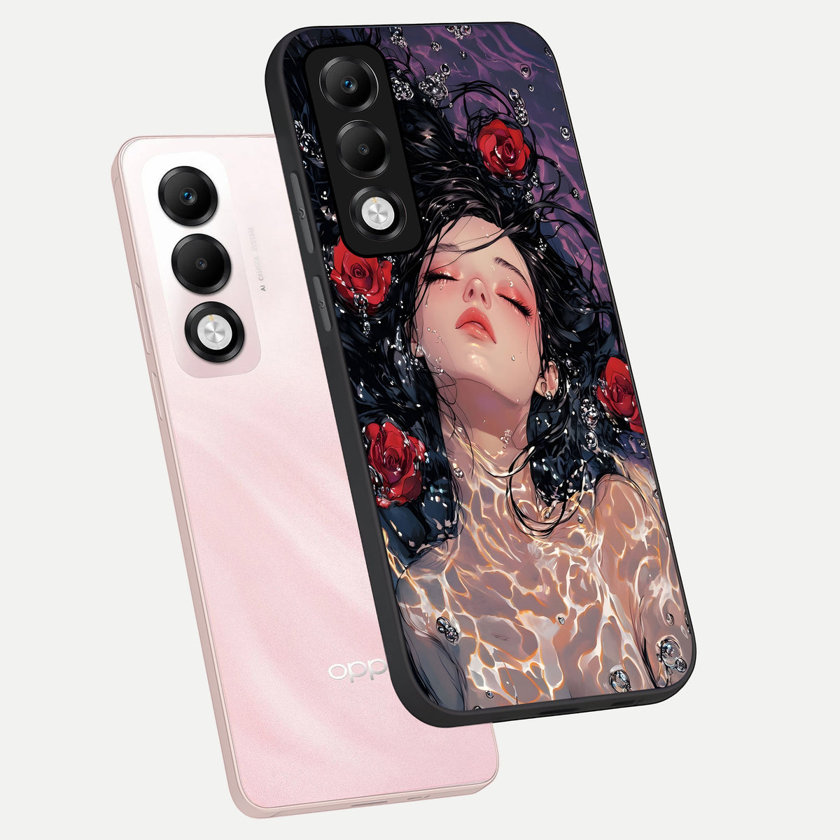 Crimson Rose Serenity phone case For Oppo K13x 5G showing premium glass back cover with detailed artwork