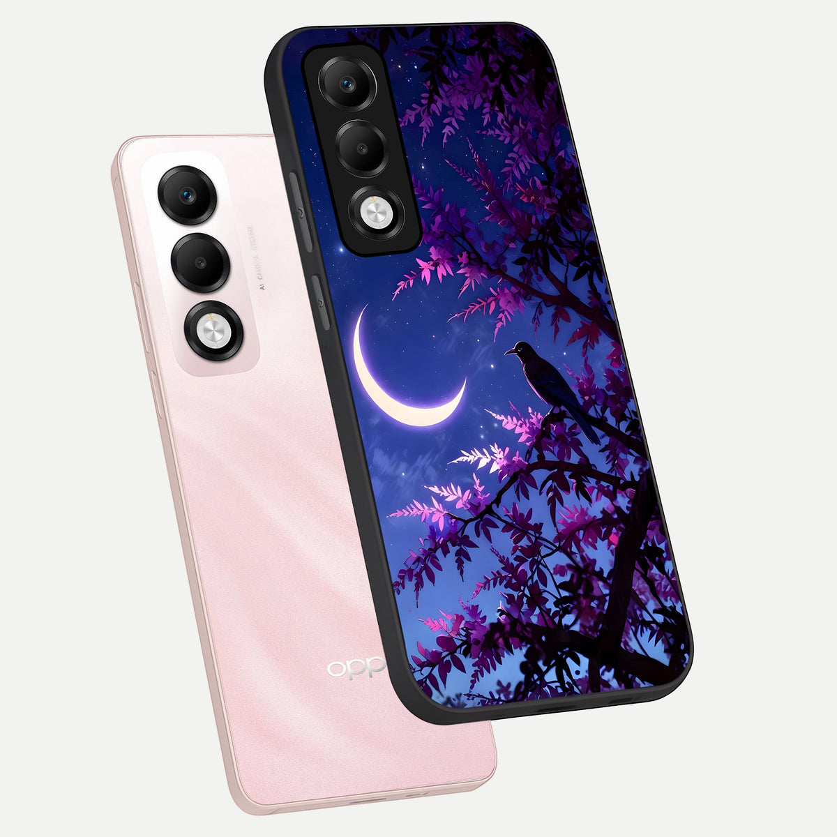  Crow And Moon Scenery phone case For Oppo K13x 5G showing premium glass back cover with detailed artwork
