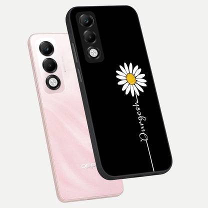  Custom Name White Flower phone case For Oppo K13x 5G showing premium glass back cover with detailed artwork