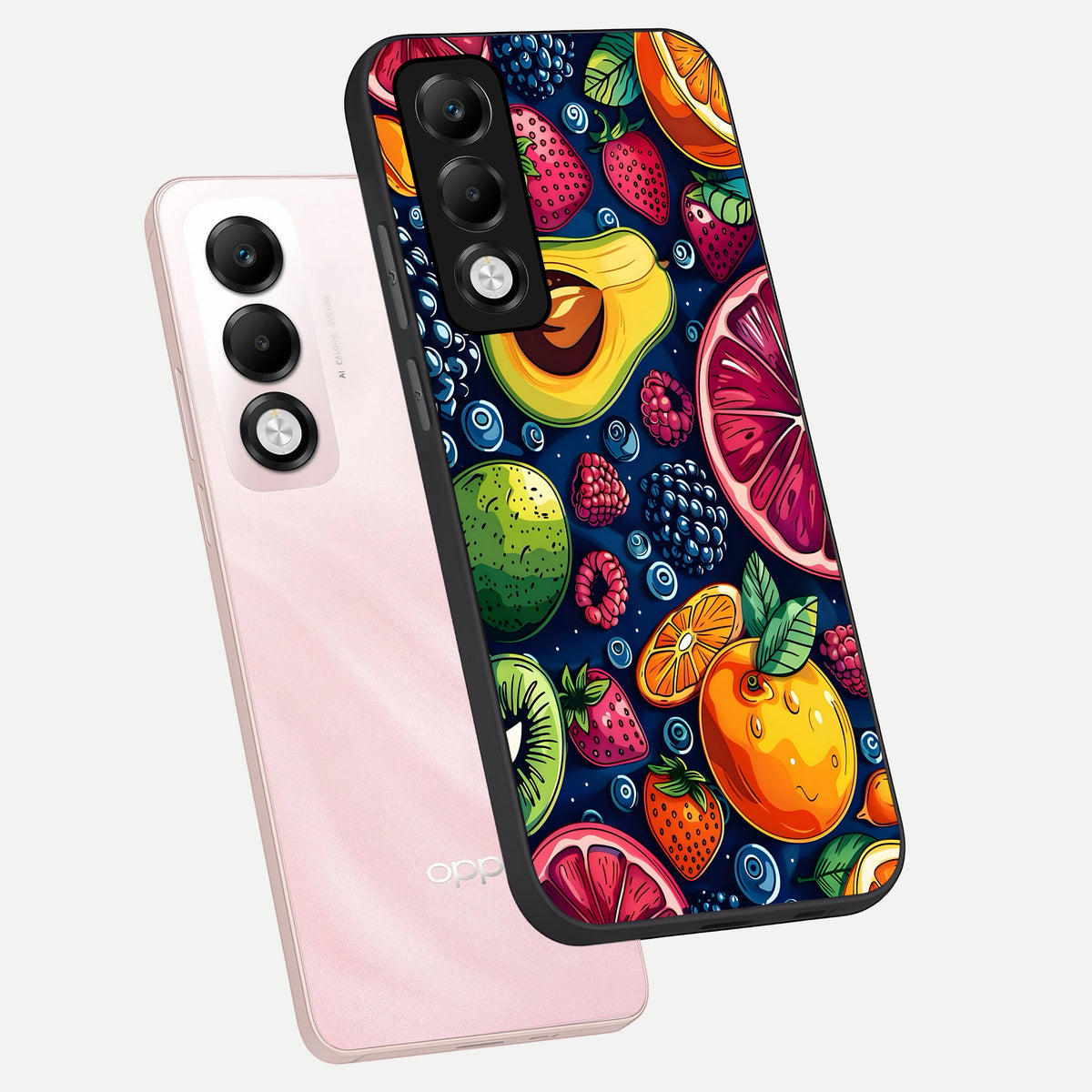  Cute Fruits Art phone case For Oppo K13x 5G showing premium glass back cover with detailed artwork