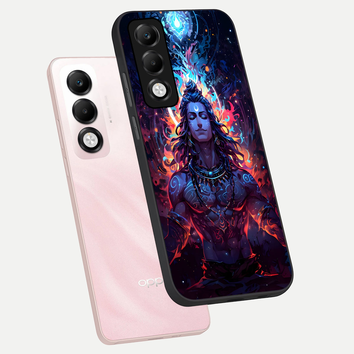  Divine Fire Shiv phone case For Oppo K13x 5G showing premium glass back cover with detailed artwork