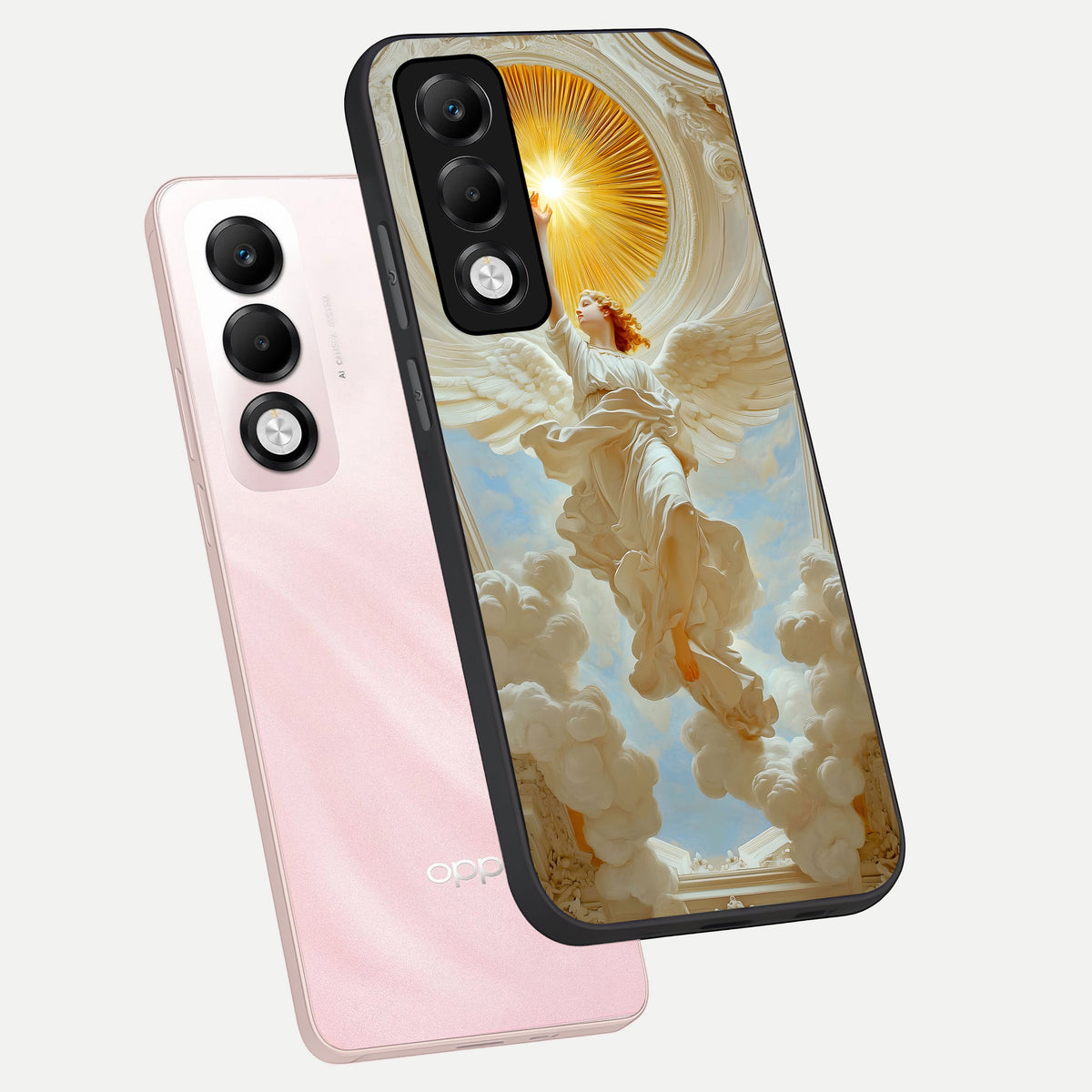  Divine Light Angel phone case For Oppo K13x 5G showing premium glass back cover with detailed artwork