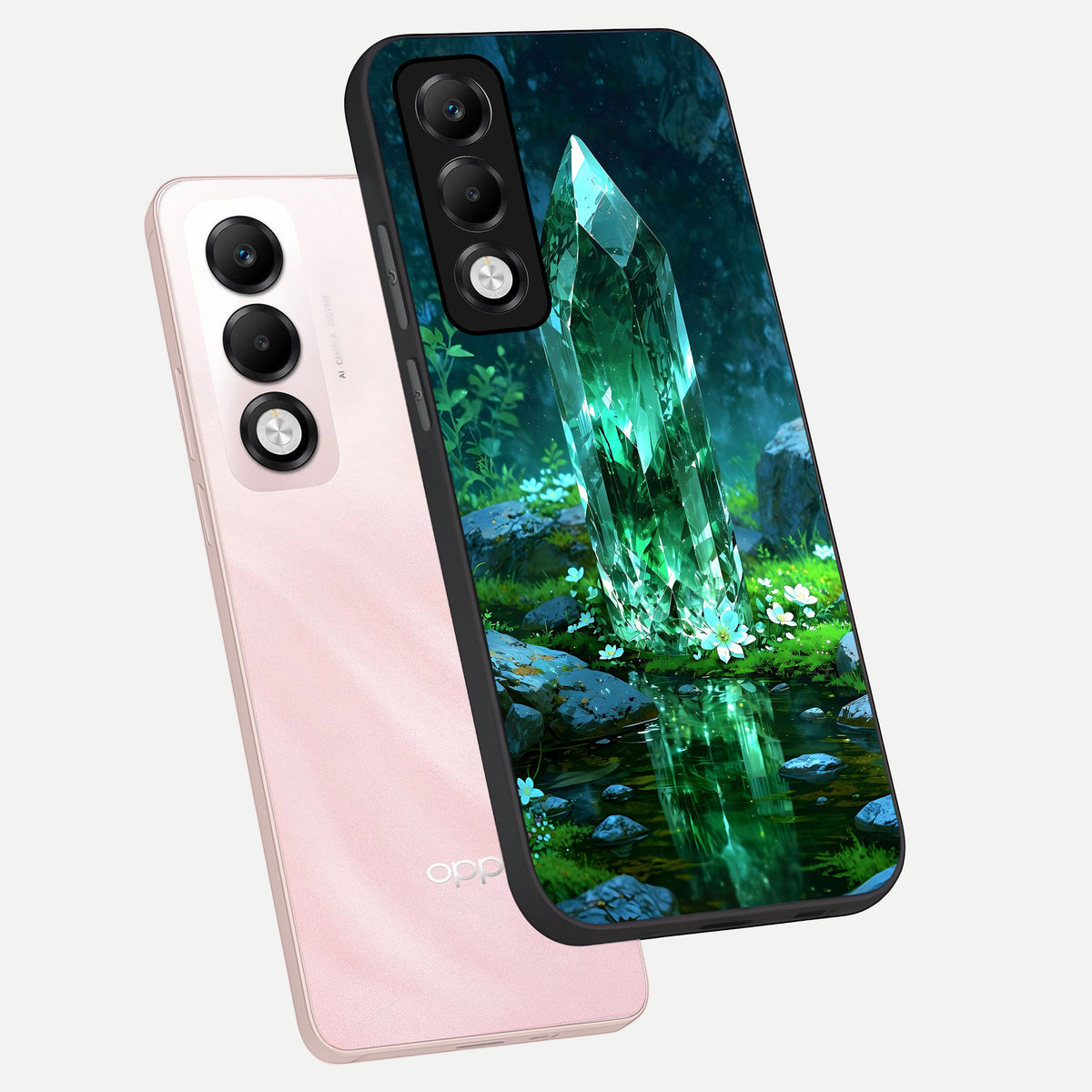  Emerald Light Crystal phone case For Oppo K13x 5G showing premium glass back cover with detailed artwork