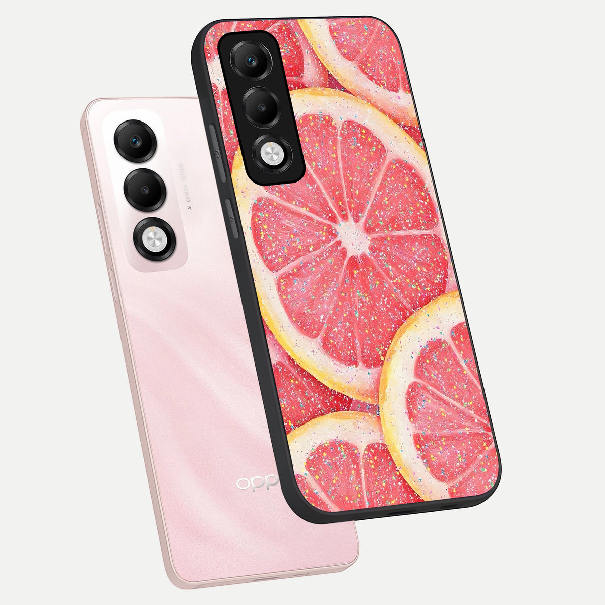  Glitter Grapefruit phone case For Oppo K13x 5G showing premium glass back cover with detailed artwork