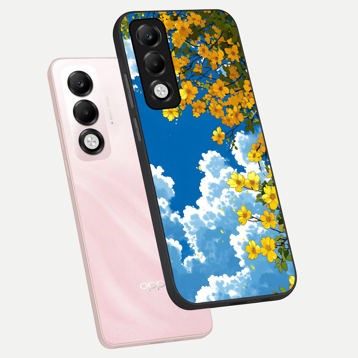  Golden Petal Sky phone case For Oppo K13x 5G showing premium glass back cover with detailed artwork