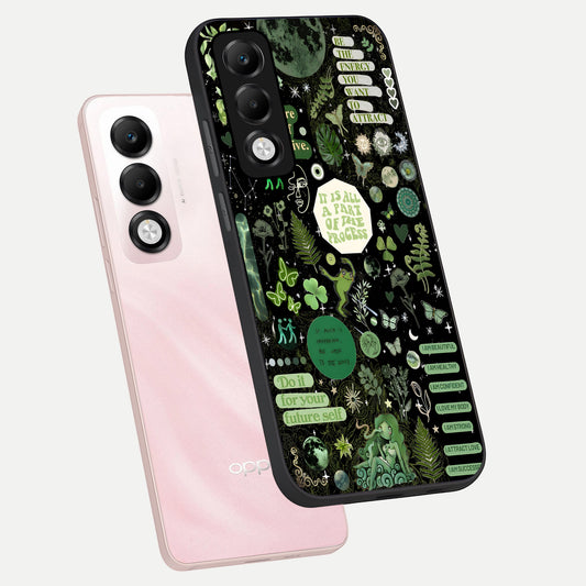  Green Mandala Pattern phone case For Oppo K13x 5G showing premium glass back cover with detailed artwork