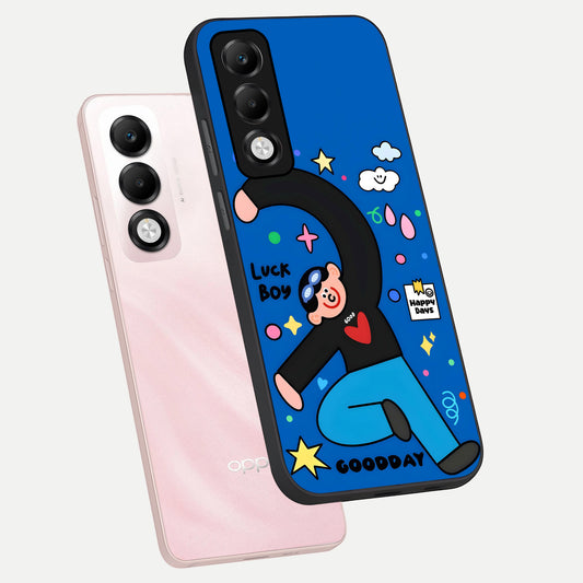  Happy Luck Vibe phone case For Oppo K13x 5G showing premium glass back cover with detailed artwork