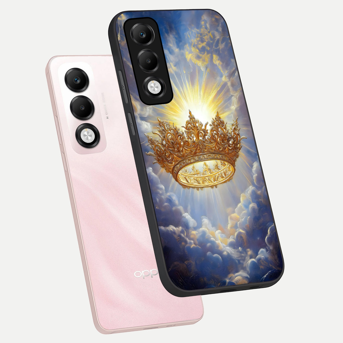  Heavenly Crown Light phone case For Oppo K13x 5G showing premium glass back cover with detailed artwork