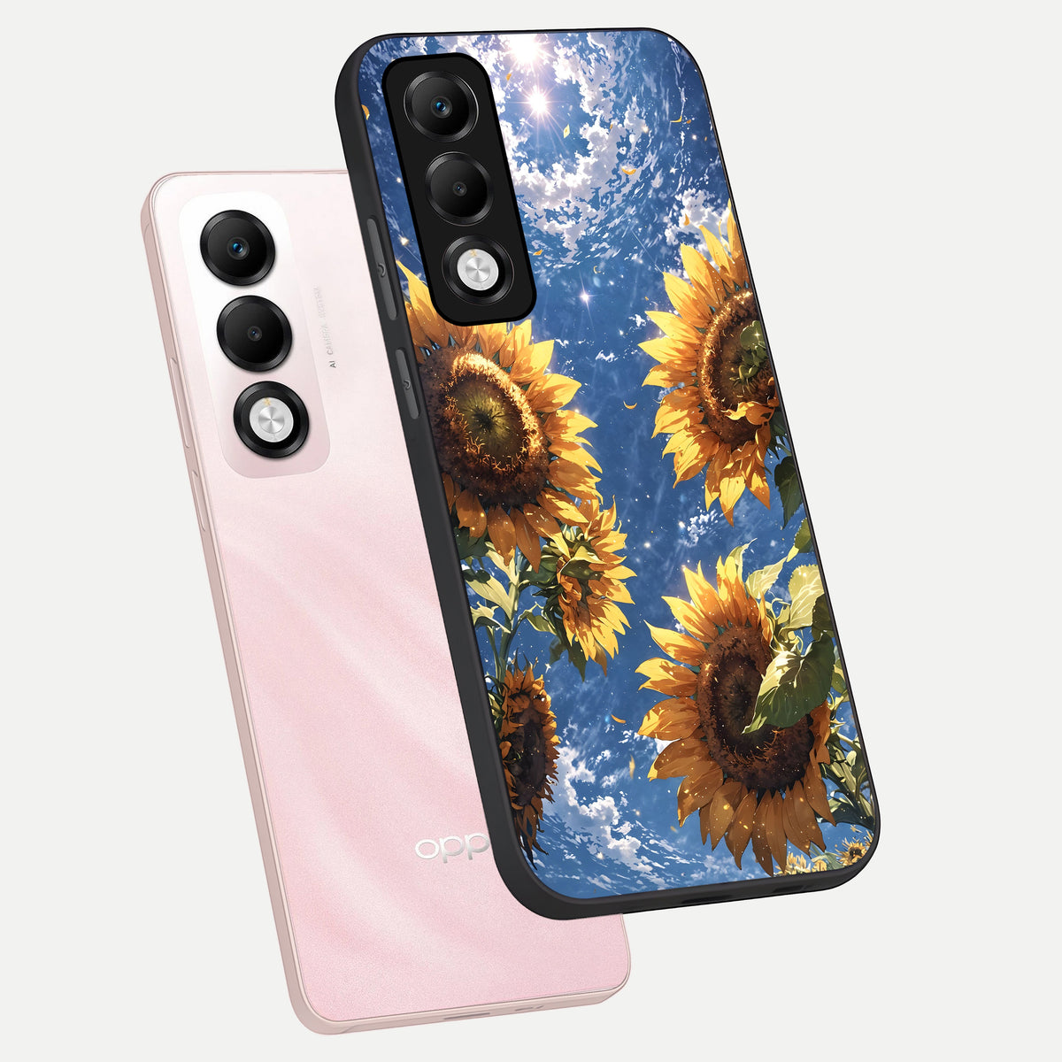  Heavenly Sunflower Rise phone case For Oppo K13x 5G showing premium glass back cover with detailed artwork