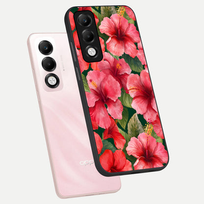  Hibiscus Pattern phone case For Oppo K13x 5G showing premium glass back cover with detailed artwork