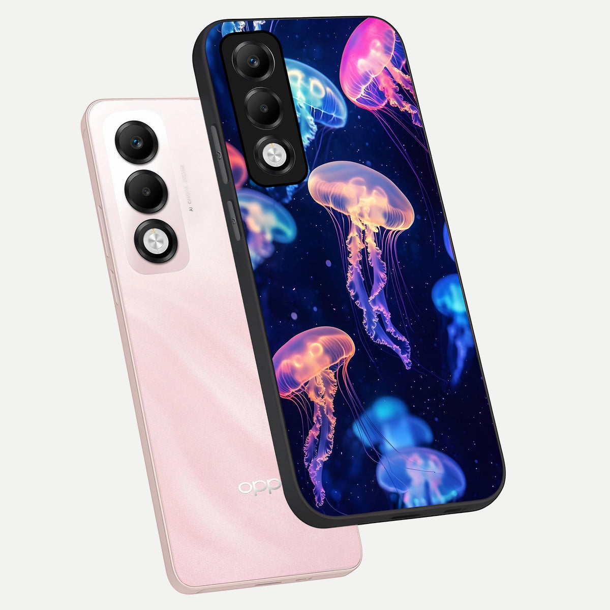  Jellyfish Pattern phone case For Oppo K13x 5G showing premium glass back cover with detailed artwork