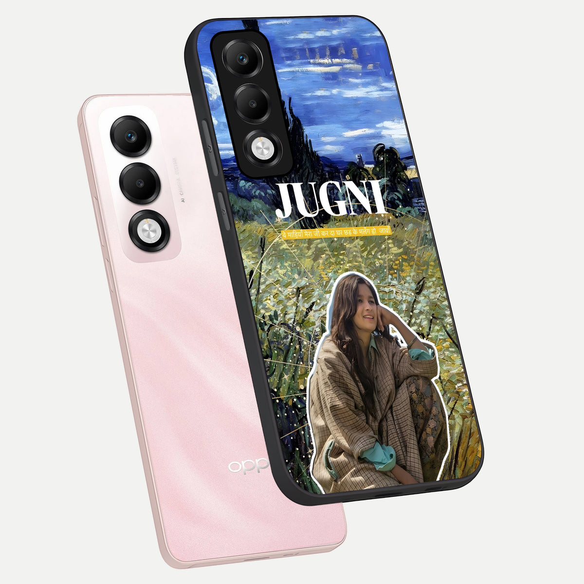  Jugni Soul Vibes phone case For Oppo K13x 5G showing premium glass back cover with detailed artwork