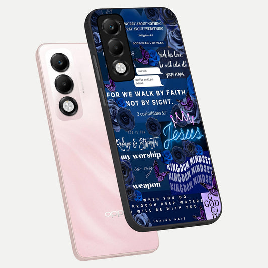  Kingdom Faith Glow phone case For Oppo K13x 5G showing premium glass back cover with detailed artwork